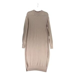 MUJI Wool Sweater Dress M Tan Granola Minimalist Quiet luxury Modest Capsule